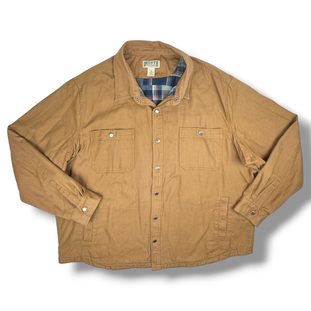 Duluth Trading Co Fire Hose Flannel-Lined Canvas Shirt Jacket 3XL Brown Cotton
